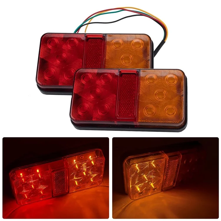 A4134 Kit de Feux Arrière Imperméable à 10 Led Pour Camion 12v, Remorque, Véhicules Tourne le Signal Avec un Câble de 8 m de 5 Mètres / Attaches de Câble / Éclairage de la Plaque D'immatriculation - Type E Set