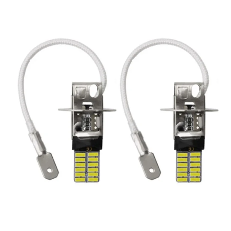 2PCS Car Fog Light 4.8W 6500K White Light 24-LED SMD 4014 Bright Car Clearance Light Lamp - H3 / White