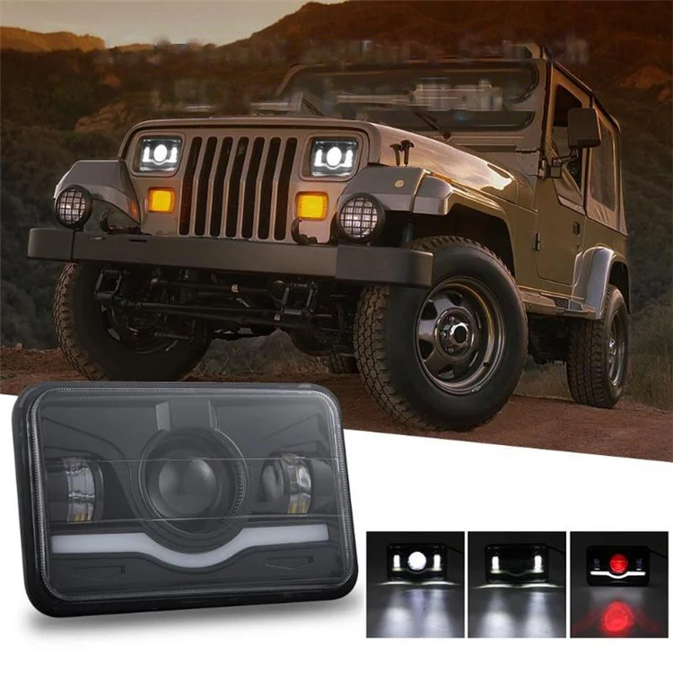5-Inch 4700LM Car Truck Square LED Headlight Work Light Spotlight with Adapter Cable