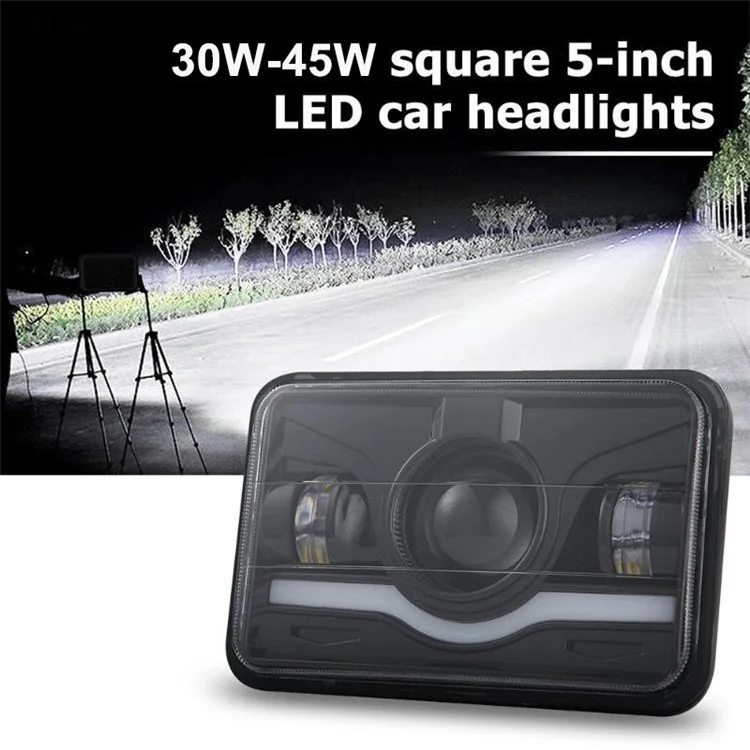 5-Inch 4700LM Car Truck Square LED Headlight Work Light Spotlight with Adapter Cable