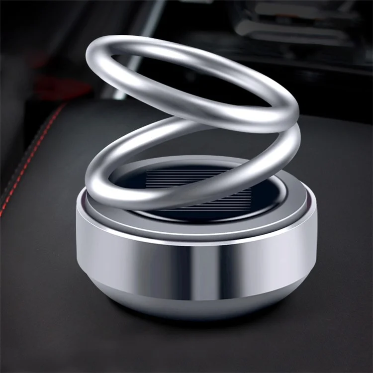 CHEGES Solar Powered Car Ornament Perfume Holder Aluminum Alloy Suspension Aromatherapy Air Freshener Stand - Silver