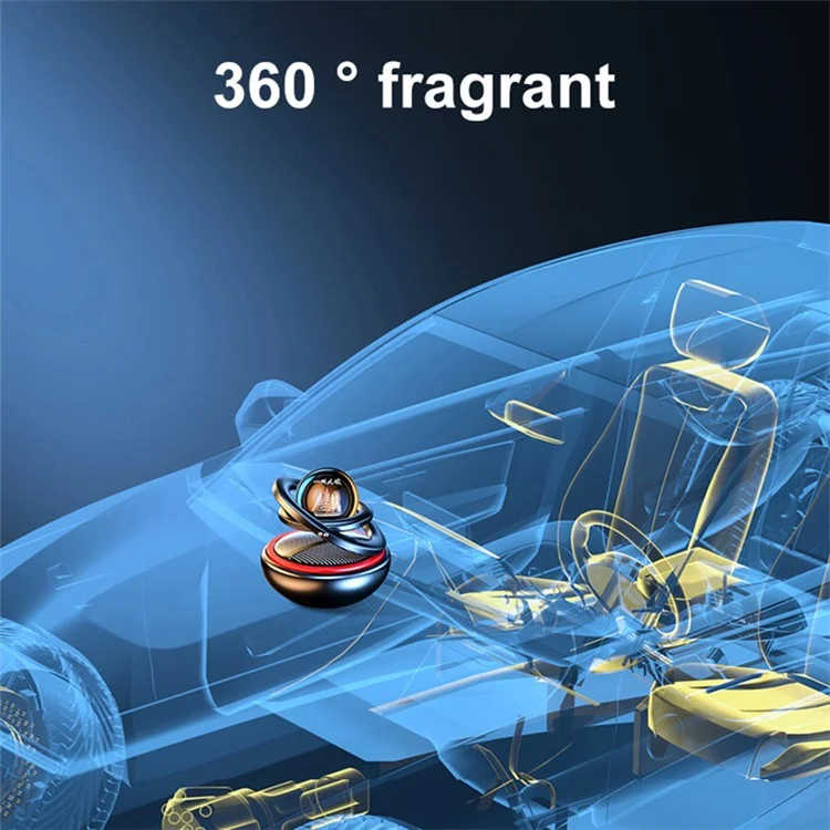 CHEGES Autoduftspender Aluminiumlegierung Solarenergie Luftreiniger Regal Dekoration für Autoinneres - Schwarz