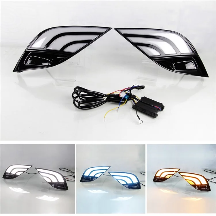 1Pair Daytime Running Light for Toyota Camry 2018 Front Lights 3-Color LED Turn Signal Lamp Car Modified Parts