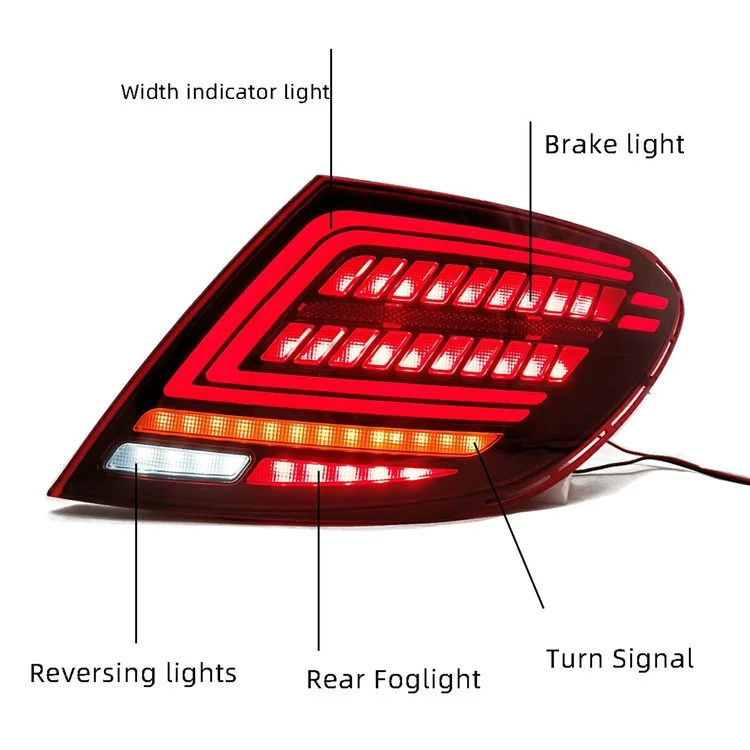 WINAUTO 1 Paire Pour W204 Classe C 2007-2014 Feu Arrière LED Multifonction Clignotant