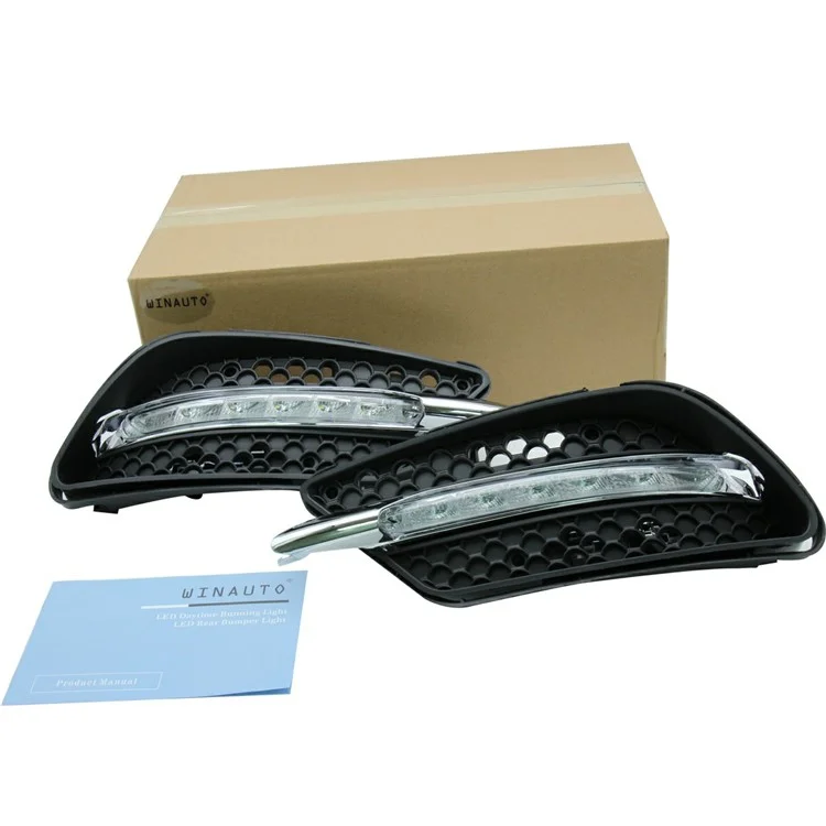 WINAUTO MCL096DCP For C-Class W204 AMG 2008 2009 2010 C200 C260 C300 1 Pair White LED Daytime Running Light