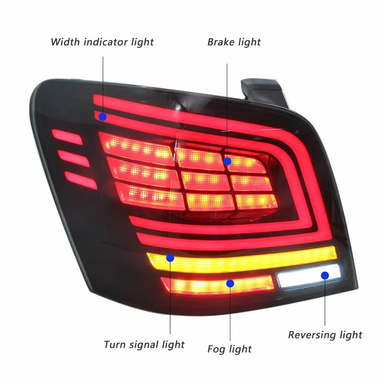WINAUTO 2Pcs Car LED Feux arrière pour GLK 2007-2015 Multi-fonction Clignotant - Noir transparent