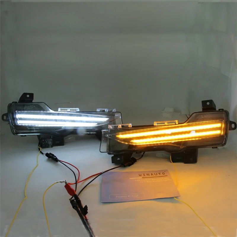 WINAUTO 1 Pair for Tesla Model 3 / Y Dual Color LED Daytime Running Lights Turn Signal Lamps