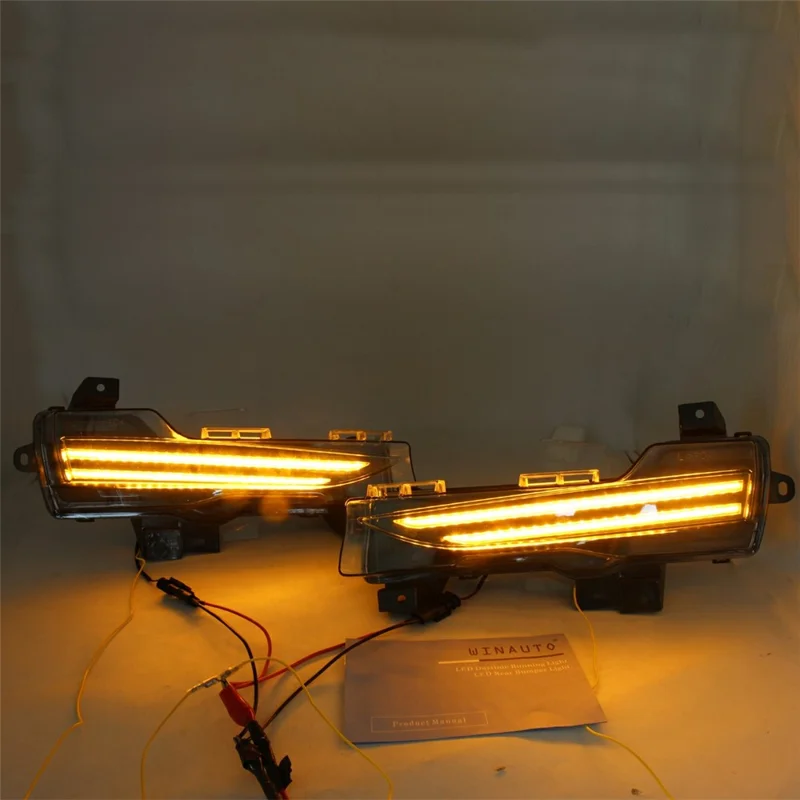 WINAUTO 1 Pair for Tesla Model 3 / Y Dual Color LED Daytime Running Lights Turn Signal Lamps