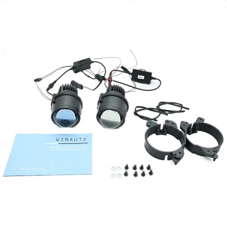 WINAUTO 1 Pair 2.5-inch Car LED Fog Light High Low Beam Lamp for Snowy Rainy Day