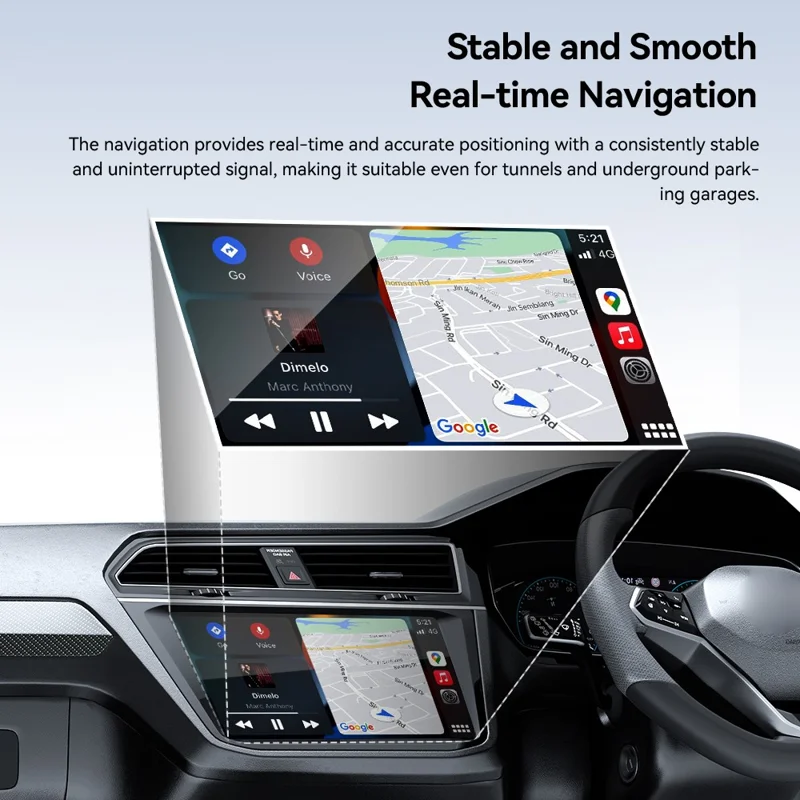 Adaptador Inalámbrico ESSAGER CP027 para CarPlay, Convierte Cableado en Inalámbrico, Dongle para iPhone y Android - Negro