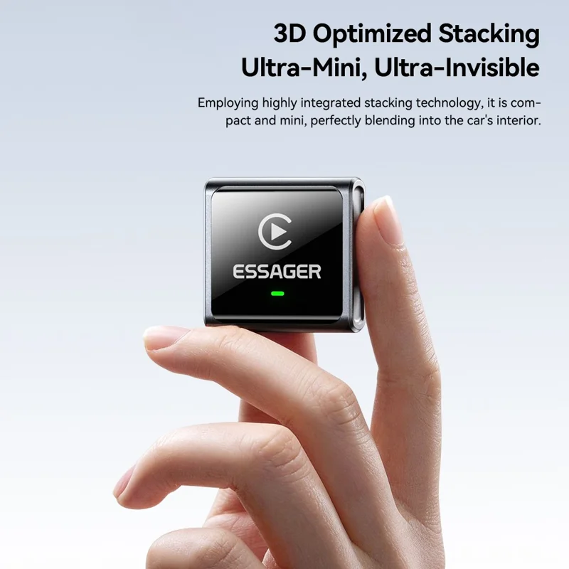 Adaptador Inalámbrico ESSAGER CP027 para CarPlay, Convierte Cableado en Inalámbrico, Dongle para iPhone y Android - Negro