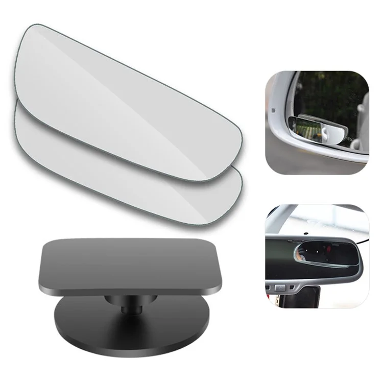 DM-070 2Pièces Miroir Aveugle de Voiture Sans Cadre Allongé Rotative à 360 Degrés Angle Large Auxiliaire Rétroviseur Auto