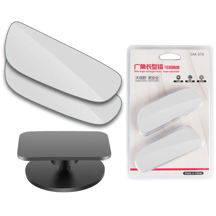 DM-070 2Pièces Miroir Aveugle de Voiture Sans Cadre Allongé Rotative à 360 Degrés Angle Large Auxiliaire Rétroviseur Auto