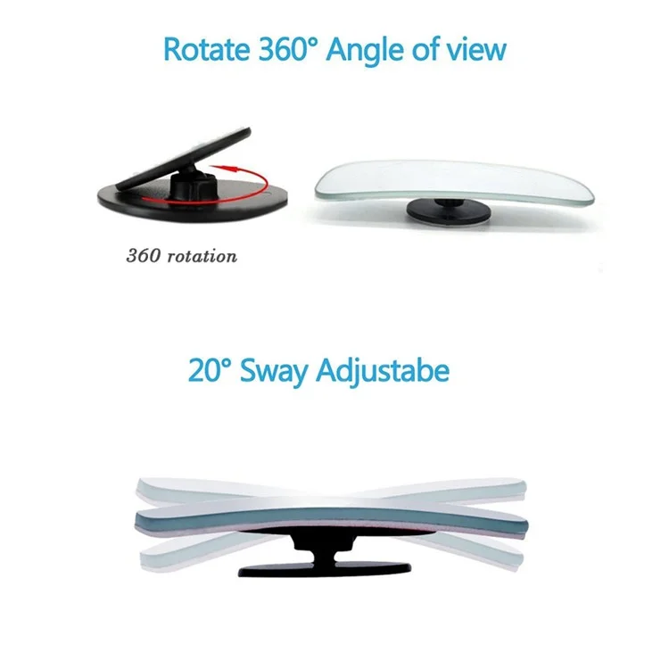 DM-070 2Pièces Miroir Aveugle de Voiture Sans Cadre Allongé Rotative à 360 Degrés Angle Large Auxiliaire Rétroviseur Auto