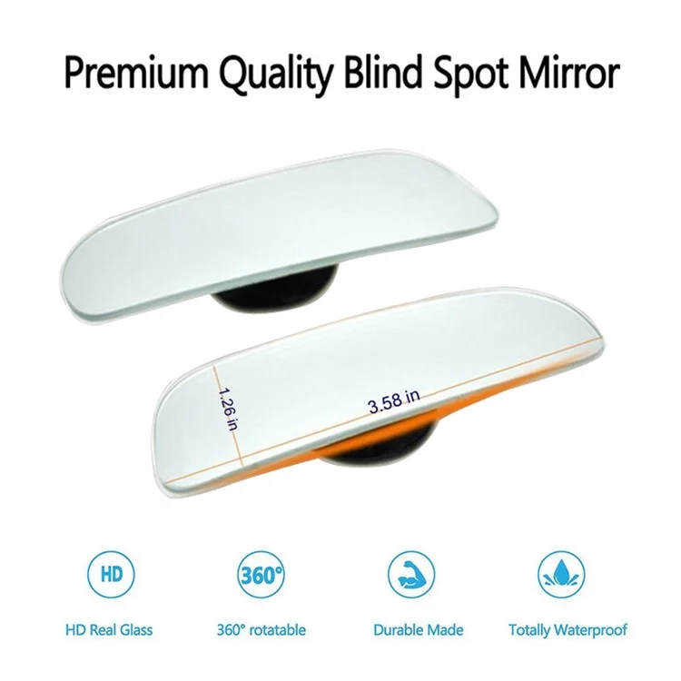 DM-070 2Pièces Miroir Aveugle de Voiture Sans Cadre Allongé Rotative à 360 Degrés Angle Large Auxiliaire Rétroviseur Auto