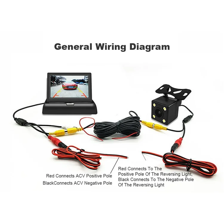 4,3 Pollici di Backup LCD Pieghevole Monitoraggio Della Fotocamera Posteriore Vista Posteriore Screen Screen Schema di Licenza Per Parcheggio Per il Parcheggio