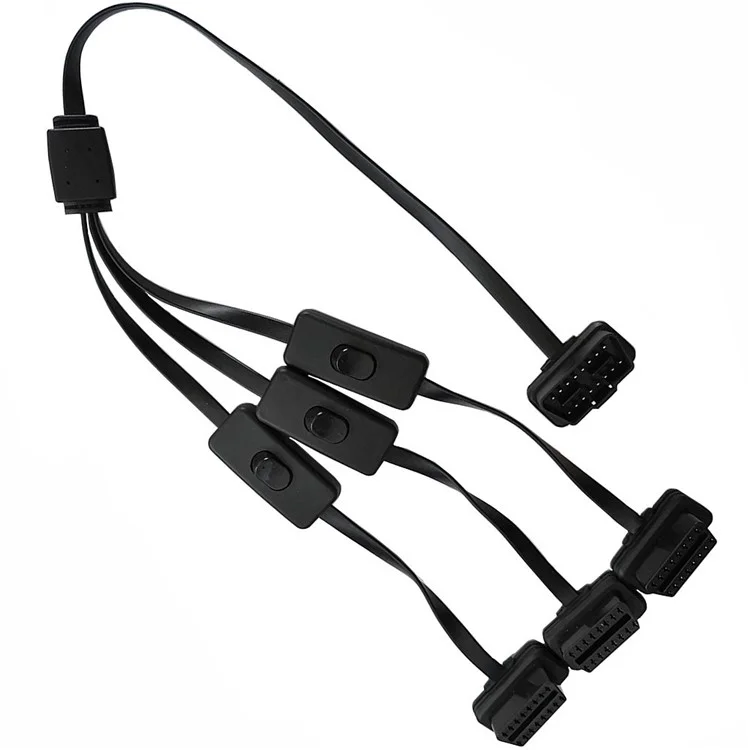 JUNSUNMAY Cabo de Extensão OBD II de 60 cm, 16 Pinos Macho para 3 Fêmeas, Adaptador de Cabo de Extensão de Diagnóstico de Carro