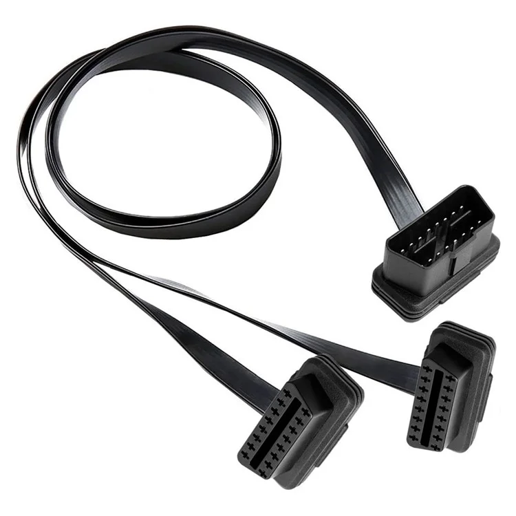 JUNSUNMAY 50cm OBD II 16 Pin Male to Dual Female Connector Cord Splitter Extension Cable