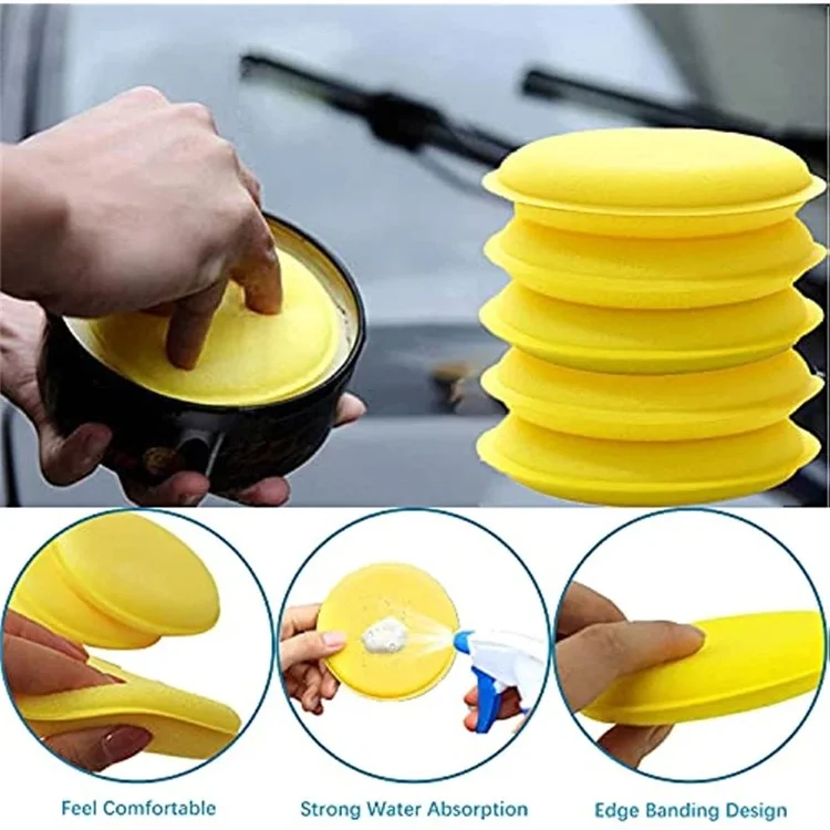 5067 12PCS Round Shape Car Cleaning Wash Sponge PU Foam Washing Pad Scratch-Free Cleaner