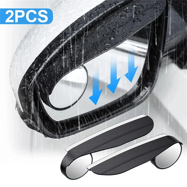 9762 2 pièces Pare-pluie de rétroviseur latéral en fibre de carbone Miroir aveugle de rétroviseur