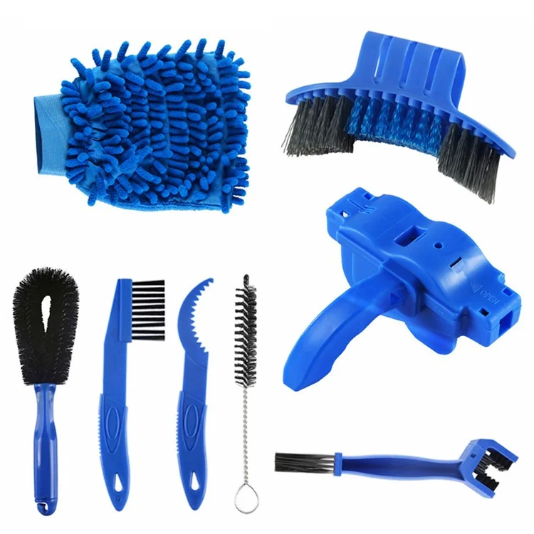 8Pcs / Set Bicycle Chain Cleaner Mountain Road Bike Chain Brush Scrubber Washing Tools