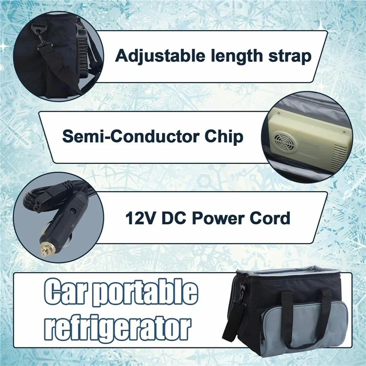 15L Semiconductor Cooling 12V Car Cooler Bag 600D Oxford Cloth Drink Fruit Storage Bag