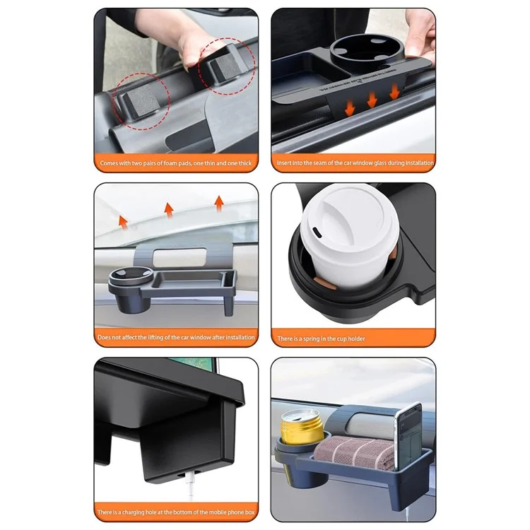 Suporte Pendurado no Canto da Porta do Carro para Bebidas, Telefone e Mais