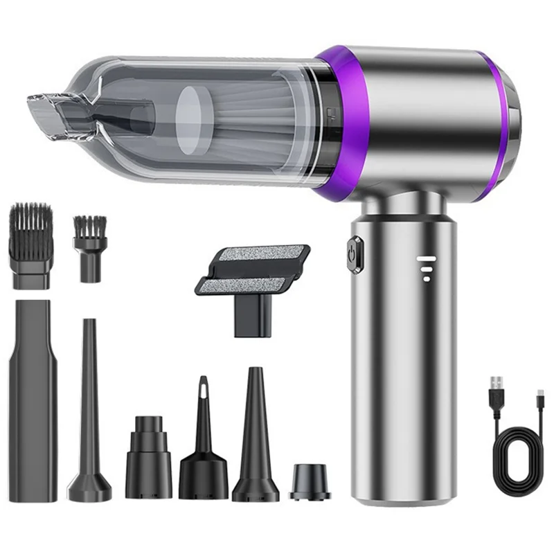 ST-6653 Rechargeable Brushless Motor Car Vacuum Cleaner High Power Handheld Car Home Cleaning Tool - Purple