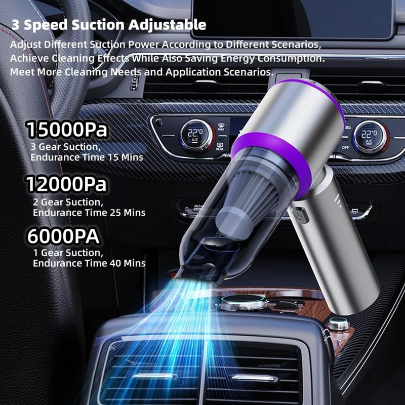 ST-6653 Rechargeable Brushless Motor Car Vacuum Cleaner High Power Handheld Car Home Cleaning Tool - Purple