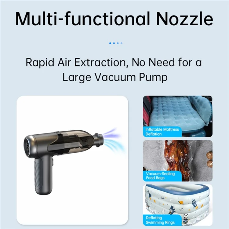 V17 5KPA High Power Car Vacuum Cleaner Brushed Motor Wireless Handheld Suction Blower - Black