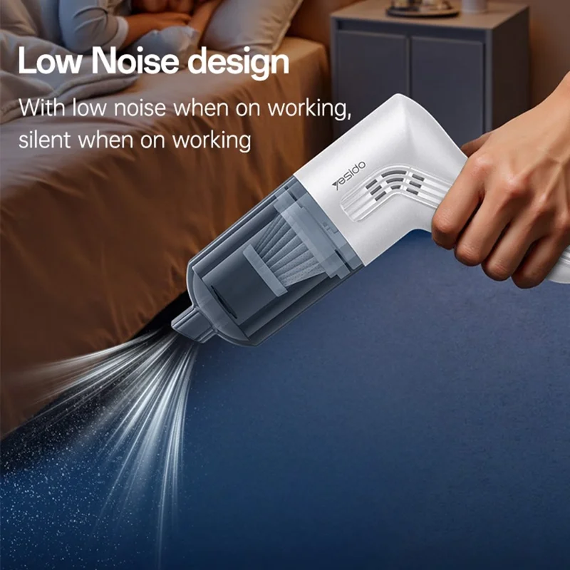 YESIDO VC10 Aspirador de Mano con Potencia de Succión de 5000PA y 45500RPM para Limpieza del Hogar y el Coche