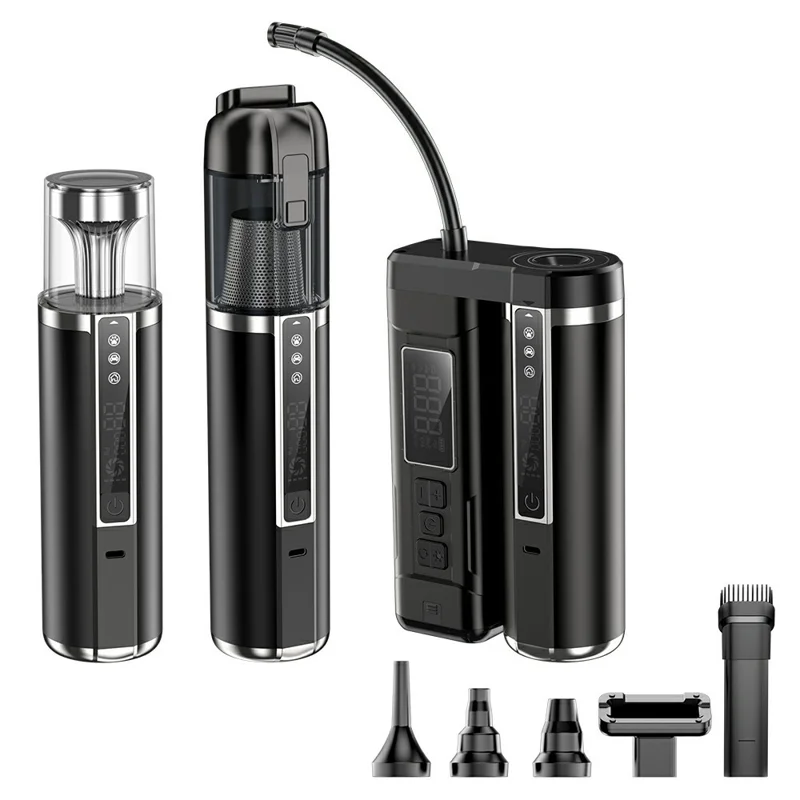 D28 Multifunctional 3 in 1 Car Vacuum Cleaner Inflator Camping Light Brushless Motor Digital Display High Suction Power