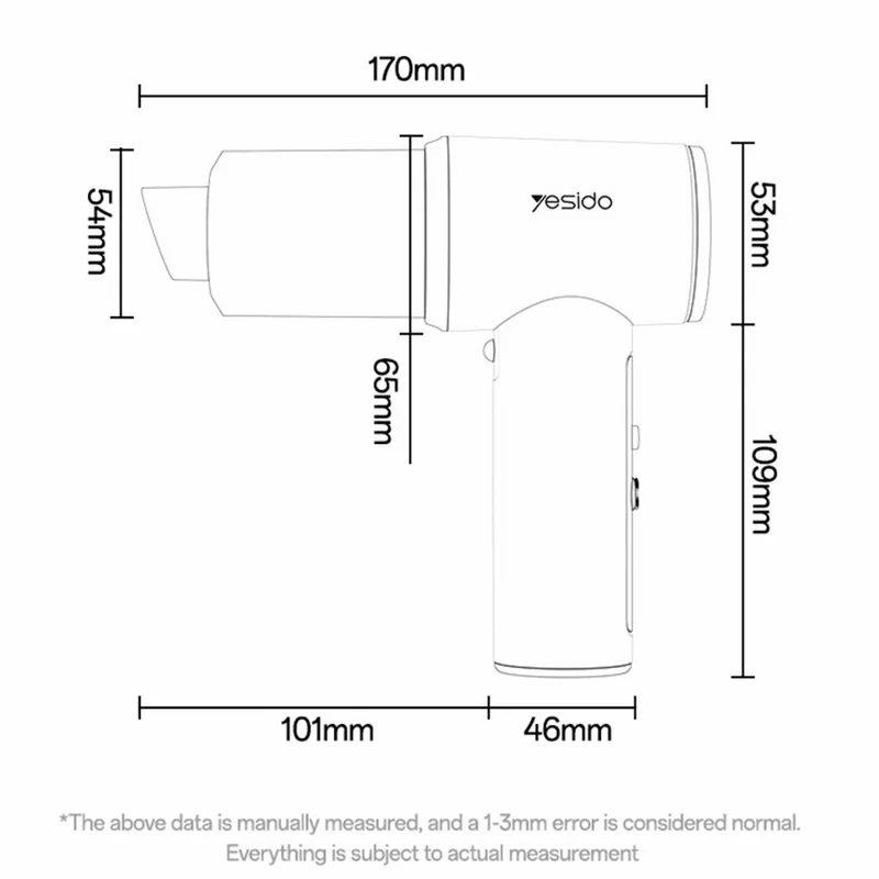 YESIDO VC15 Cordless Car Vacuum Cleaner with LED Display 100 Speeds Adjustable 10000Pa Powerful Suction Dust Blower