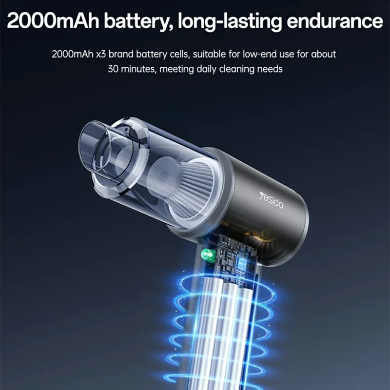 YESIDO VC15 Cordless Car Vacuum Cleaner with LED Display 100 Speeds Adjustable 10000Pa Powerful Suction Dust Blower