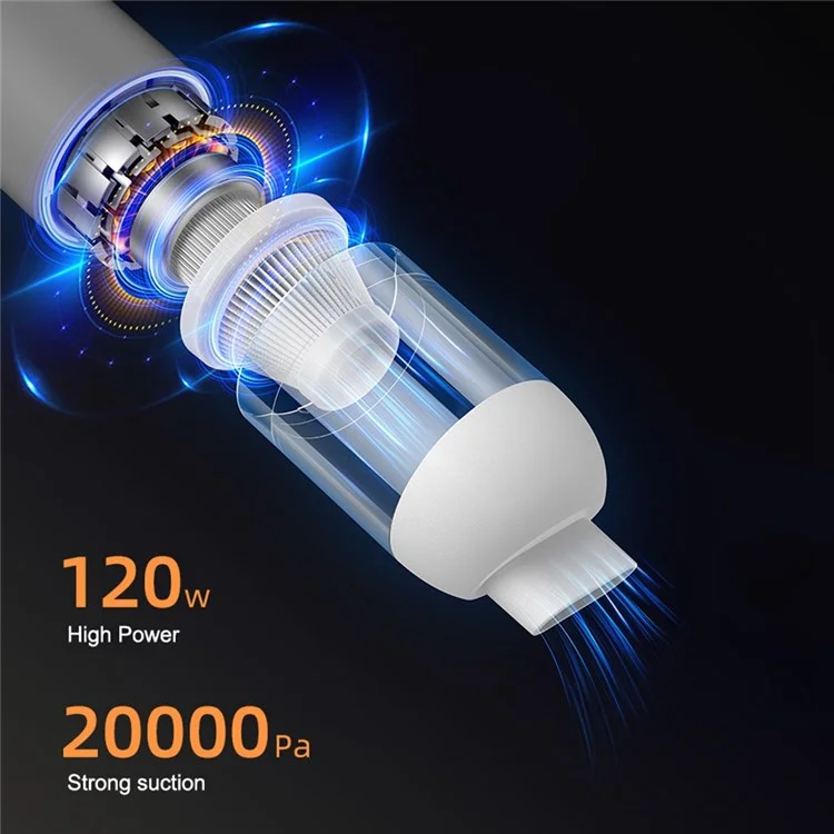 V01 Portable Handheld Car Vacuum Cleaner Wireless Auto Vacuum Cleaner for Desktop Keyboard Laptops - White / Orange