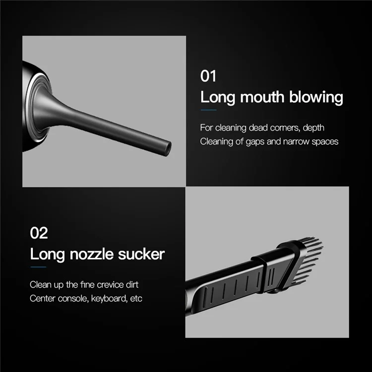 Q18 Cordless Vacuum Cleaner Blow Suction Dual Use APS+PC Car Home Handheld Vacuum Cleaner - Black