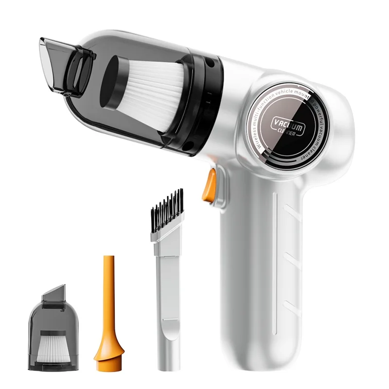 Q18 Cordless Vacuum Cleaner Blow Suction Dual Use APS+PC Car Home Handheld Vacuum Cleaner - White