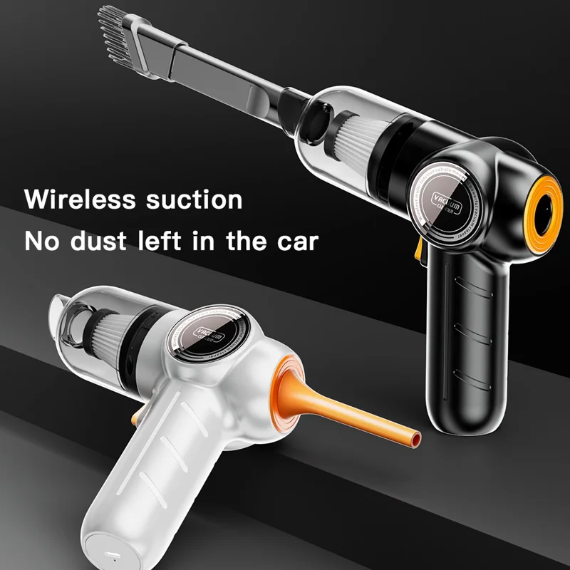 Q18 Cordless Vacuum Cleaner Blow Suction Dual Use APS+PC Car Home Handheld Vacuum Cleaner - White