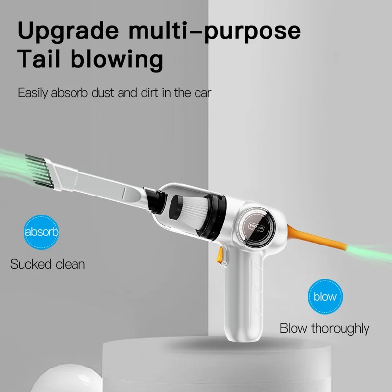 Q18 Cordless Vacuum Cleaner Blow Suction Dual Use APS+PC Car Home Handheld Vacuum Cleaner - White