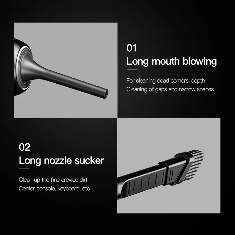 Q18 Cordless Vacuum Cleaner Blow Suction Dual Use APS+PC Car Home Handheld Vacuum Cleaner - White
