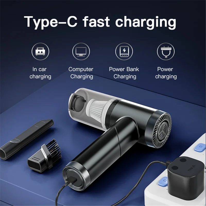 Q108 Folding Handheld Car Vacuum Cleaner High-Power Wireless Vacuum Cleaner for Home - White
