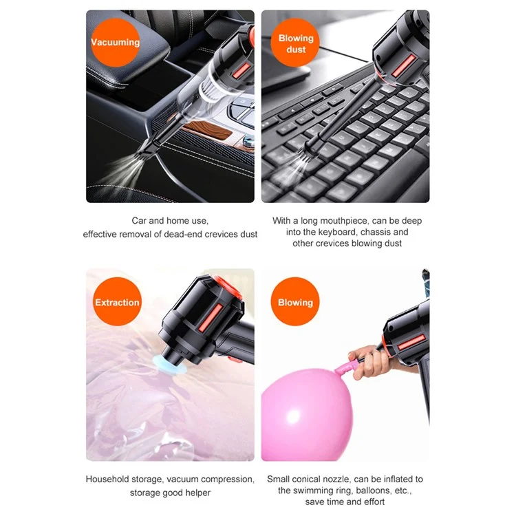 SUITU ST-6629 Cordless Handheld Vacuum Car Vacuum Cleaner Mini Rechargeable Dustbuster with Base - Black