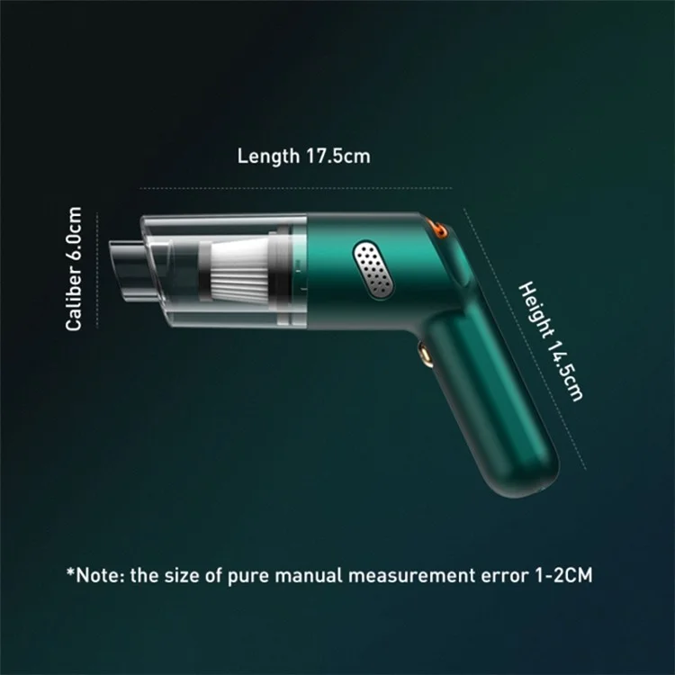 KBN-010 10000Pa Powerful Car Cordless Vacuum Cleaner Handheld Cleaning Tool - Blackish Green