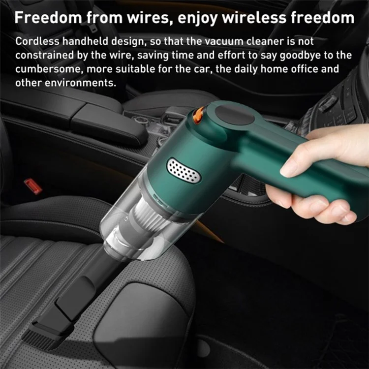 KBN-010 10000Pa Powerful Car Cordless Vacuum Cleaner Handheld Cleaning Tool - Blackish Green