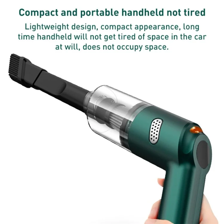 KBN-010 10000Pa Powerful Car Cordless Vacuum Cleaner Handheld Cleaning Tool - Blackish Green