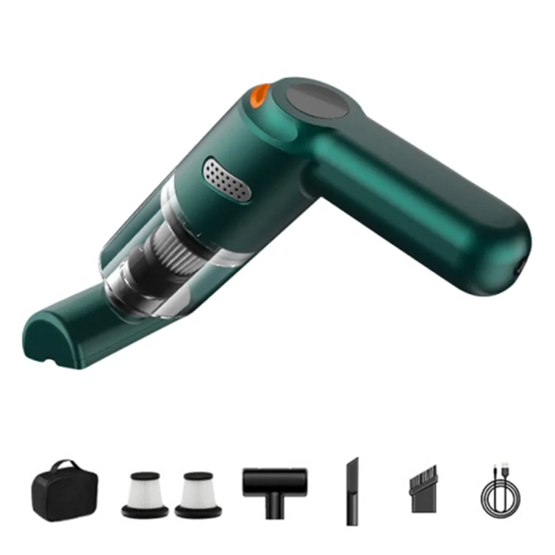 KBN-010 10000Pa Cordless Vacuum Cleaner with Replacement Filters, Storage Bag Car Vacuum Cleaner - Blackish Green
