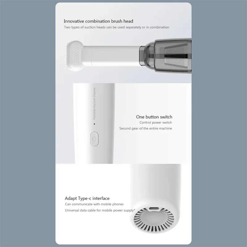 SY01-Q8 USB Car Vacuum Cleaner Rechargeable 4000Pa Cordless Home Cleaner