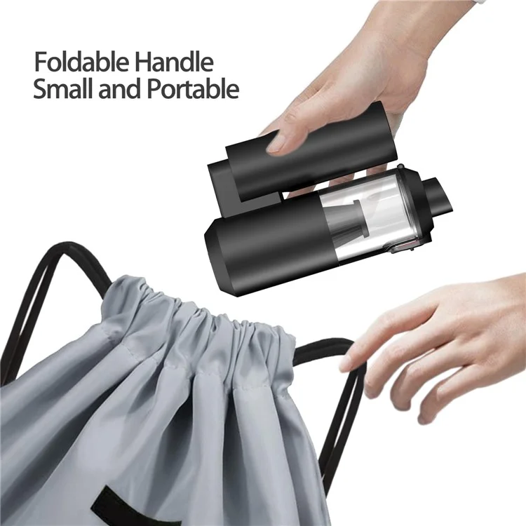 S1 Mini Cordless Vacuum Cleaner Folding High Power Suction 2-in-1 Handheld Vacuum Cleaner for Car, Home - Black