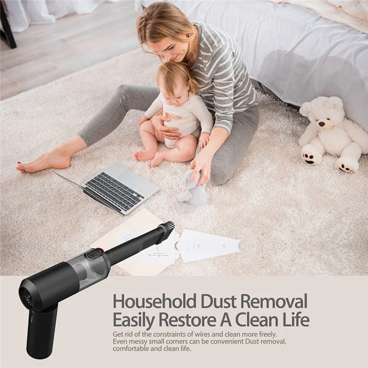 S1 Mini Cordless Vacuum Cleaner Folding High Power Suction 2-in-1 Handheld Vacuum Cleaner for Car, Home - Black