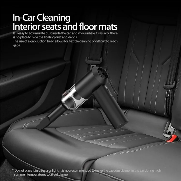 S1 Mini Cordless Vacuum Cleaner Folding High Power Suction 2-in-1 Handheld Vacuum Cleaner for Car, Home - Black